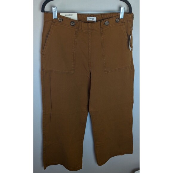 Kensie Jeans Women 12/31 Brown High Waist Wide Leg Pockets Boho Jeans Ankle NWT - Picture 2 of 16